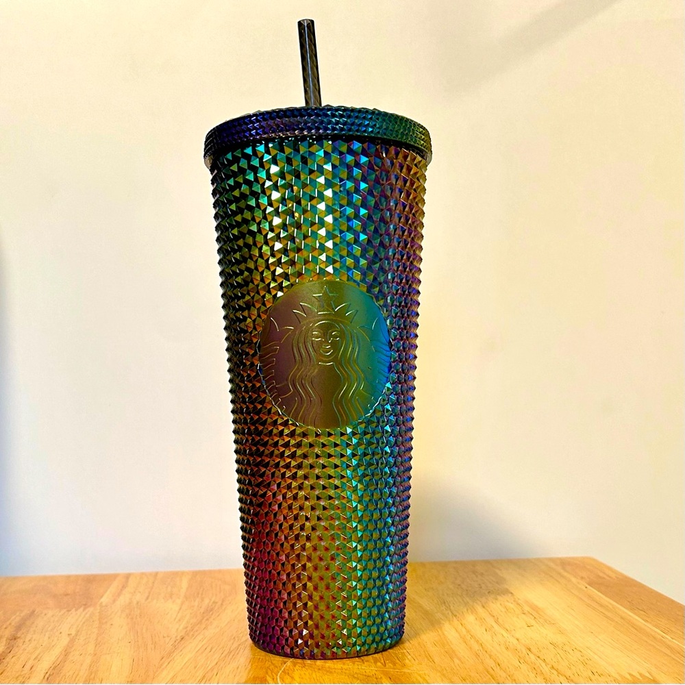 NWT Starbucks 24oz oil slick tumbler 2023 Halloween release includes straw